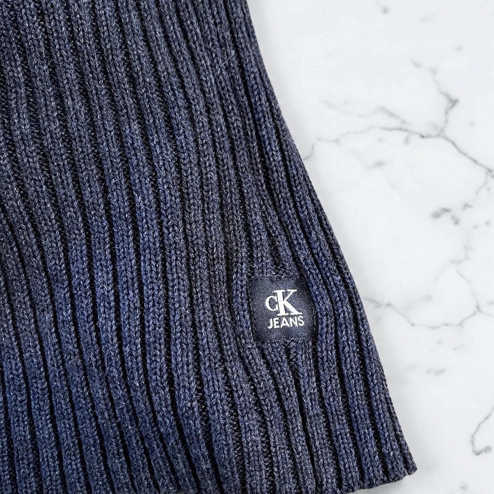 Calvin Klein Jeans Sweater XL Navy Blue Vintage 90s Y2K Ribbed Normcore Grunge - Picture 6 of 11